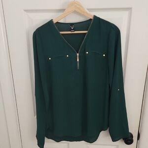 Windsor Green Blouse with Gold Accents
